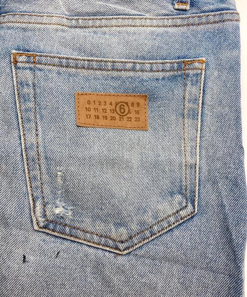 MM6 Maison Margiela（エムエムシックスメゾンマルジェラ）MM6 Maison Margiela (エムエムシックスメゾンマルジェラ) ダメージ加工デニムスカート ブルー サイズ:40の古着・服飾アイテム