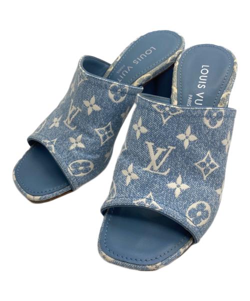 LOUIS VUITTON（ルイ ヴィトン）LOUIS VUITTON (ルイ ヴィトン) モノグラムデニム シルエットライン ミュール ライトブルー サイズ:36の古着・服飾アイテム
