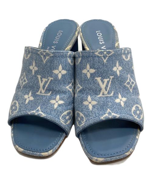 LOUIS VUITTON（ルイ ヴィトン）LOUIS VUITTON (ルイ ヴィトン) モノグラムデニム シルエットライン ミュール ライトブルー サイズ:36の古着・服飾アイテム