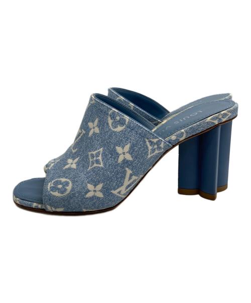 LOUIS VUITTON（ルイ ヴィトン）LOUIS VUITTON (ルイ ヴィトン) モノグラムデニム シルエットライン ミュール ライトブルー サイズ:36の古着・服飾アイテム