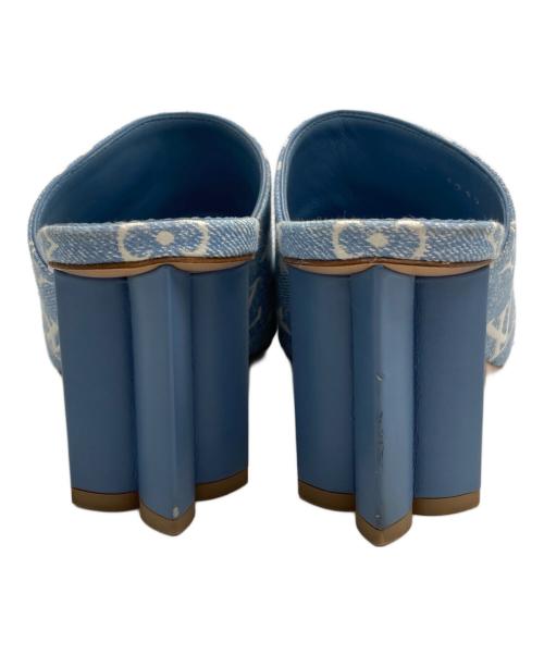 LOUIS VUITTON（ルイ ヴィトン）LOUIS VUITTON (ルイ ヴィトン) モノグラムデニム シルエットライン ミュール ライトブルー サイズ:36の古着・服飾アイテム