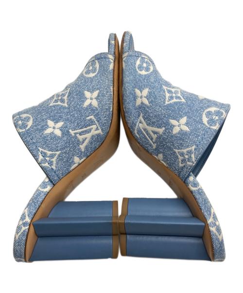 LOUIS VUITTON（ルイ ヴィトン）LOUIS VUITTON (ルイ ヴィトン) モノグラムデニム シルエットライン ミュール ライトブルー サイズ:36の古着・服飾アイテム
