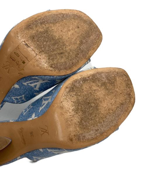 LOUIS VUITTON（ルイ ヴィトン）LOUIS VUITTON (ルイ ヴィトン) モノグラムデニム シルエットライン ミュール ライトブルー サイズ:36の古着・服飾アイテム