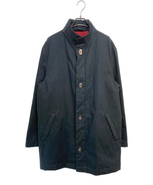 Salvatore Ferragamo（サルヴァトーレ フェラガモ）Salvatore Ferragamo (サルヴァトーレ フェラガモ) ガンチーニ スタンドカラーコート　T0536　 ネイビー サイズ:50の古着・服飾アイテム