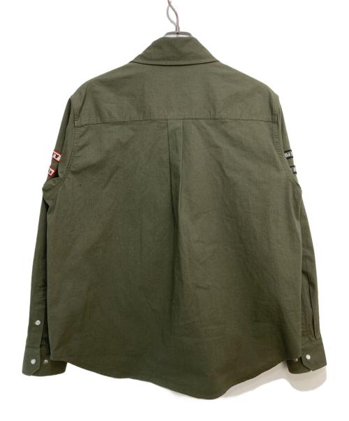 A BATHING APE（ア ベイシング エイプ）A BATHING APE (ア ベイシング エイプ) BAPE BY KAZUKI KURAISHI MUTI PATCH MILITARY LS SHIRT オリーブ サイズ:Ｍの古着・服飾アイテム