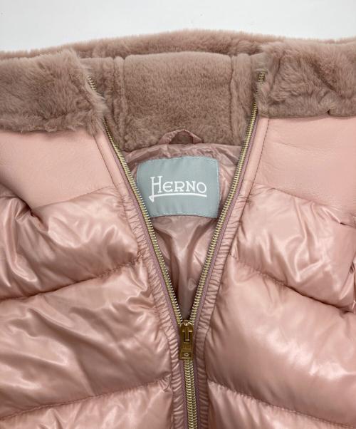 HERNO（ヘルノ）HERNO (ヘルノ) エコファーダウンコート ピンク サイズ:12歳の古着・服飾アイテム