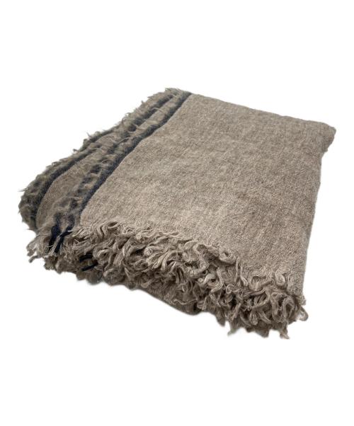 Yohji Yamamoto pour homme（ヨウジヤマモト プールオム）Yohji Yamamoto pour homme (ヨウジヤマモト プールオム) リネンウール混大判マフラー ベージュの古着・服飾アイテム