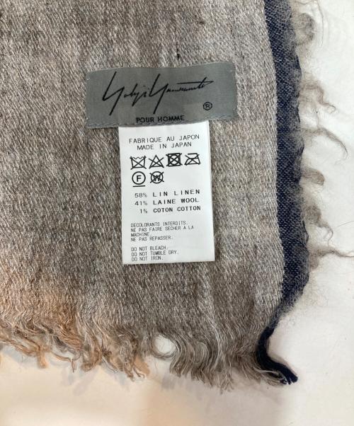 Yohji Yamamoto pour homme（ヨウジヤマモト プールオム）Yohji Yamamoto pour homme (ヨウジヤマモト プールオム) リネンウール混大判マフラー ベージュの古着・服飾アイテム