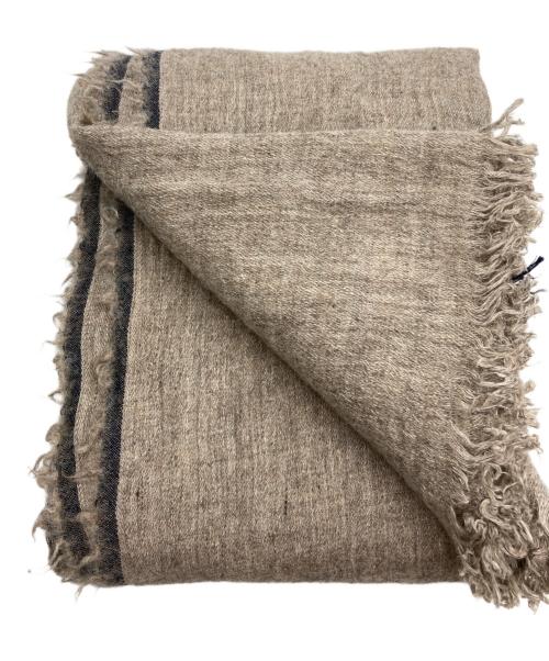 Yohji Yamamoto pour homme（ヨウジヤマモト プールオム）Yohji Yamamoto pour homme (ヨウジヤマモト プールオム) リネンウール混大判マフラー ベージュの古着・服飾アイテム