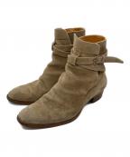 Saint Laurent Parisサンローランパリ）の古着「ワイアット スエードヒールブーツ」｜ベージュ