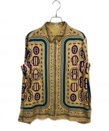 HERMES（エルメス）の古着「19SS 総柄シルクシャツ　ペイズリーシャツ」｜マスタード×パープル