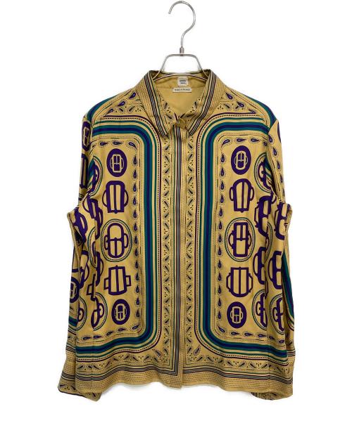 HERMES（エルメス）HERMES (エルメス) 19SS 総柄シルクシャツ　ペイズリーシャツ マスタード×パープル サイズ:38の古着・服飾アイテム