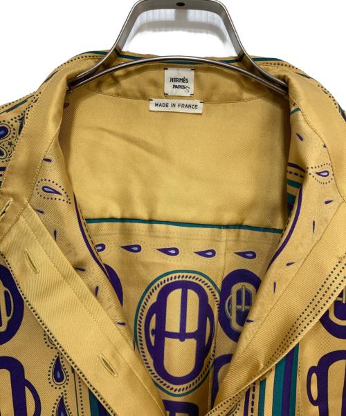 HERMES（エルメス）HERMES (エルメス) 19SS 総柄シルクシャツ　ペイズリーシャツ マスタード×パープル サイズ:38の古着・服飾アイテム