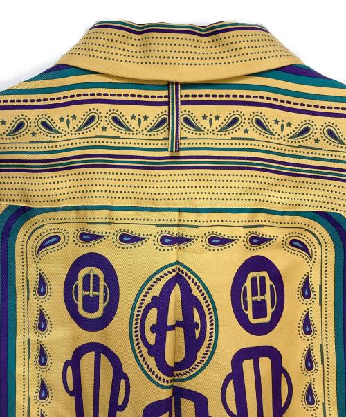 HERMES（エルメス）HERMES (エルメス) 19SS 総柄シルクシャツ　ペイズリーシャツ マスタード×パープル サイズ:38の古着・服飾アイテム