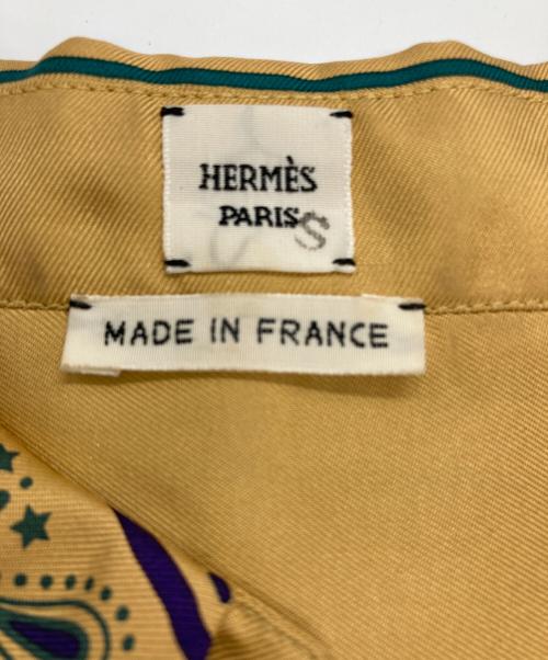 HERMES（エルメス）HERMES (エルメス) 19SS 総柄シルクシャツ　ペイズリーシャツ マスタード×パープル サイズ:38の古着・服飾アイテム