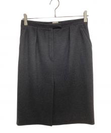 HERMES（エルメス）の古着「ウールタックスカート」｜ネイビー