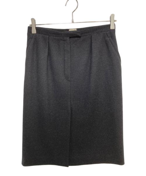 HERMES（エルメス）HERMES (エルメス) ウールタックスカート ネイビー サイズ:36の古着・服飾アイテム