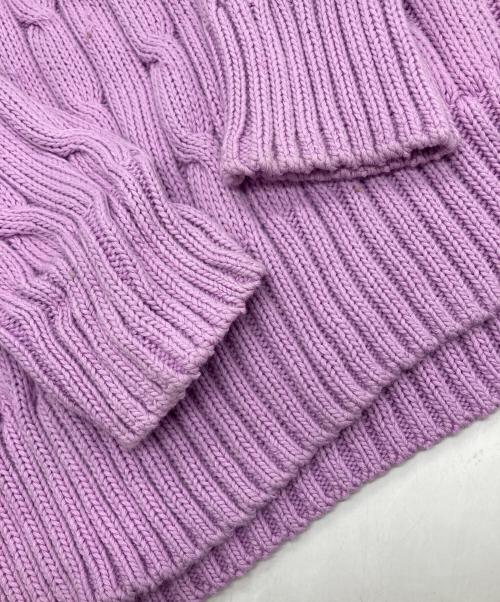 POLO RALPH LAUREN（ポロ・ラルフローレン）POLO RALPH LAUREN (ポロ・ラルフローレン) ポニー刺繍 ケーブルニット クルーネックニット コットンニット パープル サイズ:Mの古着・服飾アイテム