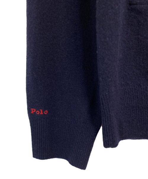 POLO RALPH LAUREN（ポロ・ラルフローレン）POLO RALPH LAUREN (ポロ・ラルフローレン) ポニー刺繍 ウールニットカーディガン ネイビー サイズ:Mの古着・服飾アイテム