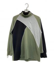 shoop（シュープ）の古着「パイピングモックネックカットソー」｜グリーン×グレー