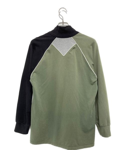 shoop（シュープ）shoop (シュープ) パイピングモックネックカットソー グリーン×グレー サイズ:Lの古着・服飾アイテム