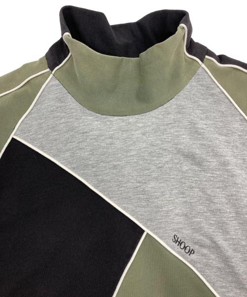 shoop（シュープ）shoop (シュープ) パイピングモックネックカットソー グリーン×グレー サイズ:Lの古着・服飾アイテム