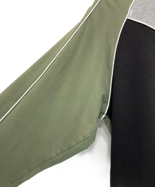 shoop（シュープ）shoop (シュープ) パイピングモックネックカットソー グリーン×グレー サイズ:Lの古着・服飾アイテム