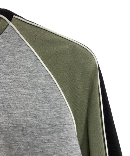 shoop（シュープ）shoop (シュープ) パイピングモックネックカットソー グリーン×グレー サイズ:Lの古着・服飾アイテム