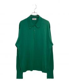 JOHN SMEDLEY（ジョンスメドレー）の古着「ウールポロシャツ　ウールニット　襟付きニット」｜グリーン