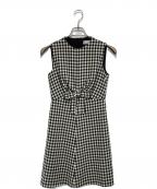 RED VALENTINOレッドヴァレンティノ）の古着「ギンガムチェックノースリーブワンピース」｜ブラック