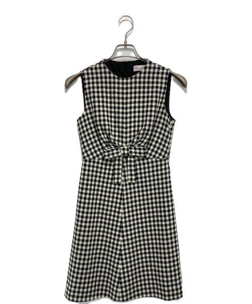 RED VALENTINO（レッドヴァレンティノ）RED VALENTINO (レッドヴァレンティノ) ギンガムチェックノースリーブワンピース ブラック サイズ:40の古着・服飾アイテム