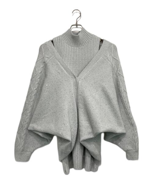 Rose Muse（ロゼミューズ）rose muse (ロゼミューズ) Glitter knit o/p set ライトグレー サイズ:MEDIUMの古着・服飾アイテム