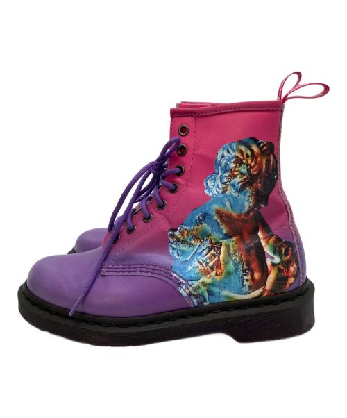 Dr.Martens（ドクターマーチン）Dr.Martens (ドクターマーチン) JOYDIVISION NEWORDER (ジョイ・ディヴィジョン ニューオーダー) 8ホールブーツ パープル×ピンク サイズ:EU 38/UK 5/US L 7の古着・服飾アイテム