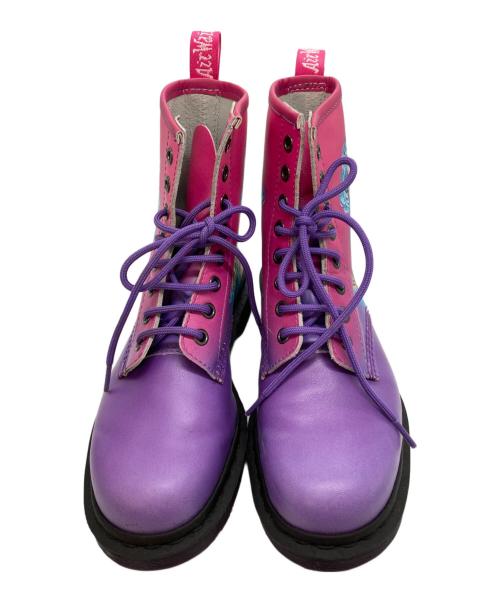Dr.Martens（ドクターマーチン）Dr.Martens (ドクターマーチン) JOYDIVISION NEWORDER (ジョイ・ディヴィジョン ニューオーダー) 8ホールブーツ パープル×ピンク サイズ:EU 38/UK 5/US L 7の古着・服飾アイテム