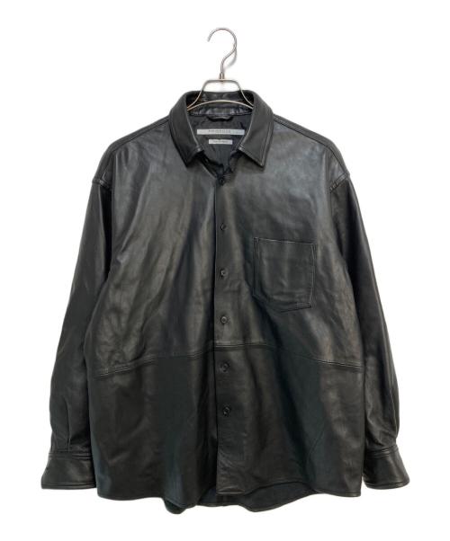 JOURNAL STANDARD TRISECT2（ジャーナルスタンダートトライセクトツー）JOURNAL STANDARD TRISECT2 (ジャーナルスタンダートトライセクトツー) ラムレザー ファットシャツ ブラック サイズ:Mの古着・服飾アイテム
