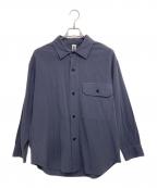 MHLエムエイチエル）の古着「GARMENT DYE PLATED ORGANIC COTTON SHIRT」｜ネイビー