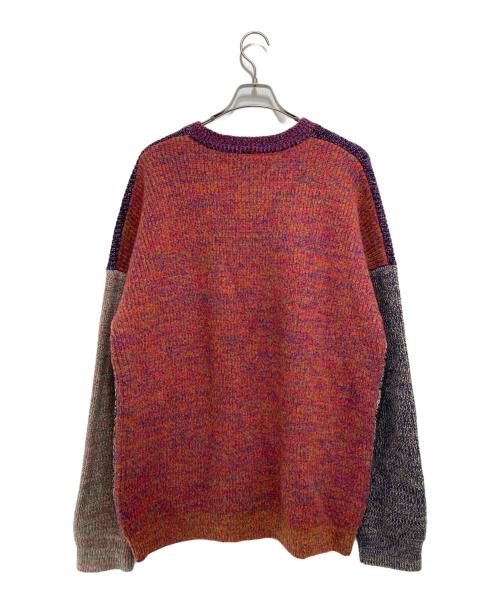 WASTE YARN PROJECT（ウエストヤーンプロジェクト）WASTE YARN PROJECT (ウエストヤーンプロジェクト) カシミヤモヘヤ混クルーネックニット レッド×ネイビー×パープル サイズ:Lの古着・服飾アイテム