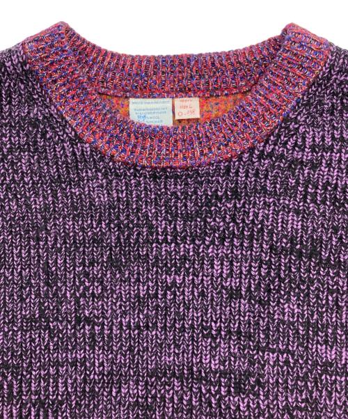 WASTE YARN PROJECT（ウエストヤーンプロジェクト）WASTE YARN PROJECT (ウエストヤーンプロジェクト) カシミヤモヘヤ混クルーネックニット レッド×ネイビー×パープル サイズ:Lの古着・服飾アイテム