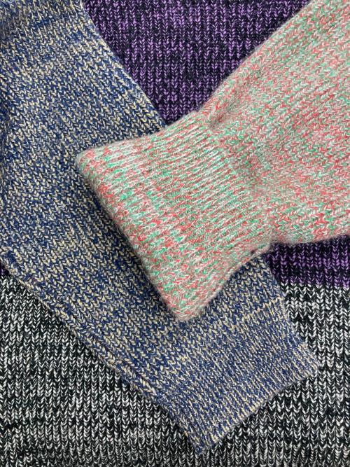 WASTE YARN PROJECT（ウエストヤーンプロジェクト）WASTE YARN PROJECT (ウエストヤーンプロジェクト) カシミヤモヘヤ混クルーネックニット レッド×ネイビー×パープル サイズ:Lの古着・服飾アイテム