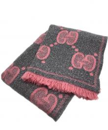 GUCCI（グッチ）の古着「GG ウールラメジャカードスカーフ」｜ピンク×グレー