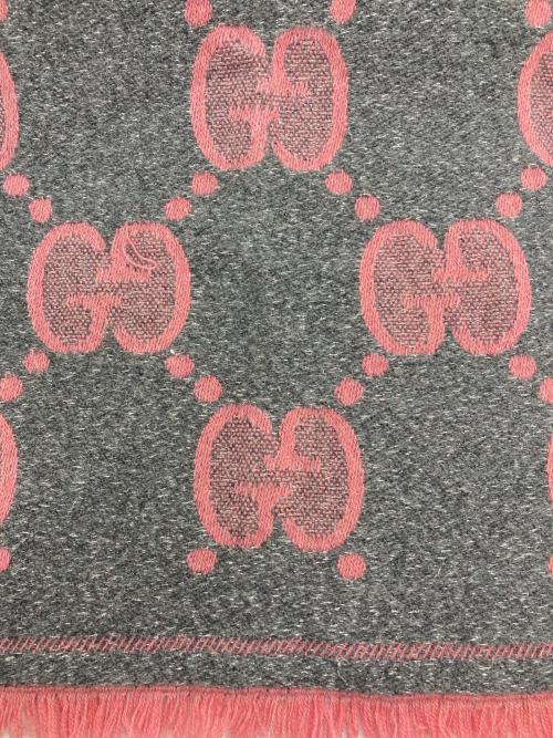 GUCCI（グッチ）GUCCI (グッチ) GG ウールラメジャカードスカーフ ピンク×グレーの古着・服飾アイテム