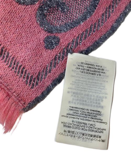 GUCCI（グッチ）GUCCI (グッチ) GG ウールラメジャカードスカーフ ピンク×グレーの古着・服飾アイテム