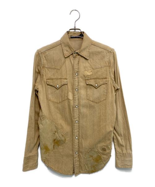 RALPH LAUREN（ラルフローレン）RALPH LAUREN (ラルフローレン) ダメージ加工シャツ ベージュ サイズ:4の古着・服飾アイテム