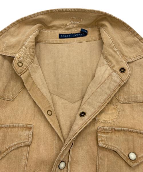 RALPH LAUREN（ラルフローレン）RALPH LAUREN (ラルフローレン) ダメージ加工シャツ ベージュ サイズ:4の古着・服飾アイテム