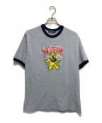 Hysteric Glamourヒステリックグラマー）の古着「FIRE BEAR GLITTER Tシャツ ファイヤーベアーグリッターTシャツ」｜ブルー