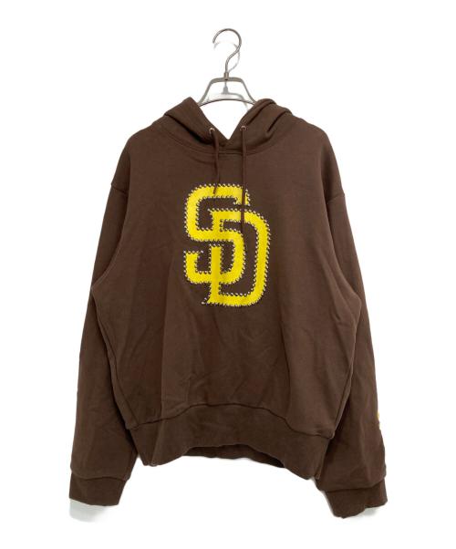 ATOMOS PINK（アトモス ピンク）ATOMOS PINK (アトモス ピンク) MLB Studs Logo Sweat Hoodie ブラウン サイズ:Mの古着・服飾アイテム