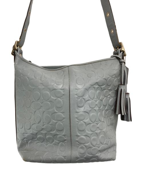 COACH（コーチ）COACH (コーチ) シグネチャーショルダーバッグ ライトグレーの古着・服飾アイテム