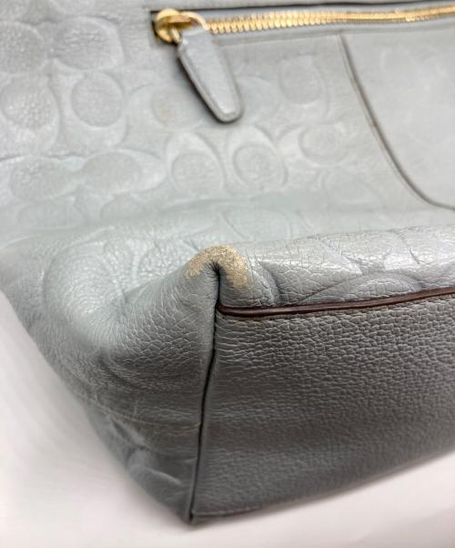 COACH（コーチ）COACH (コーチ) シグネチャーショルダーバッグ ライトグレーの古着・服飾アイテム