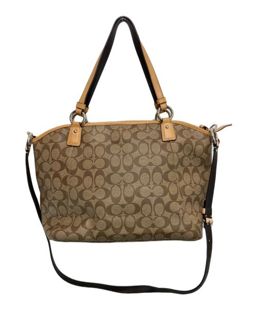 COACH（コーチ）COACH (コーチ) シグネチャー2WAYバッグ ブラウン×ベージュの古着・服飾アイテム