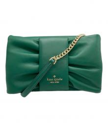 Kate Spade（ケイトスペード）の古着「ミリー ボウ フラップ クロスボディ チェーンショルダーバッグ」｜グリーン